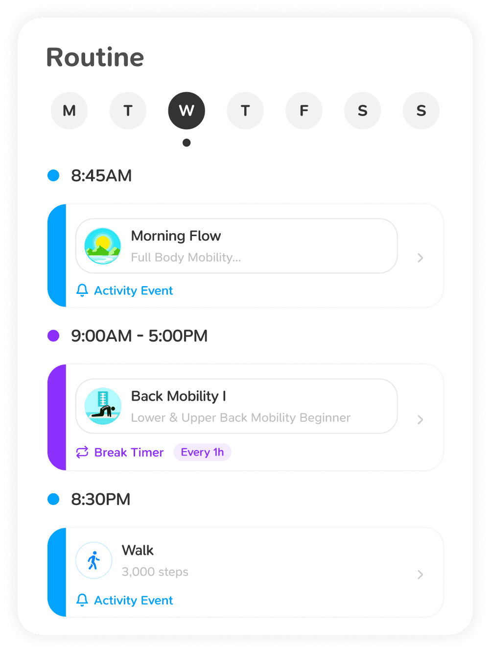 Routine schedule view
